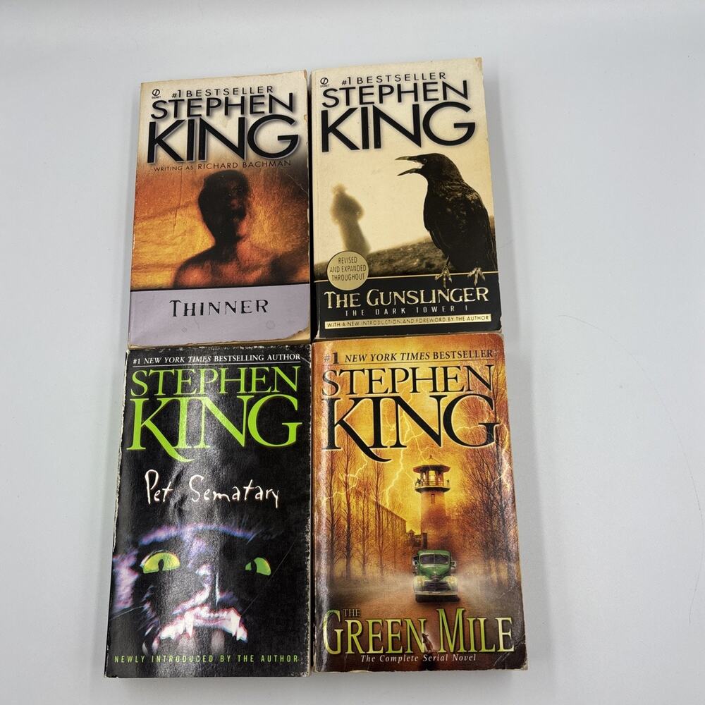 Stephen King Paperback Book Lot Of 4 Thinner, Pet Sematary, Gunslinger, Green Mi
